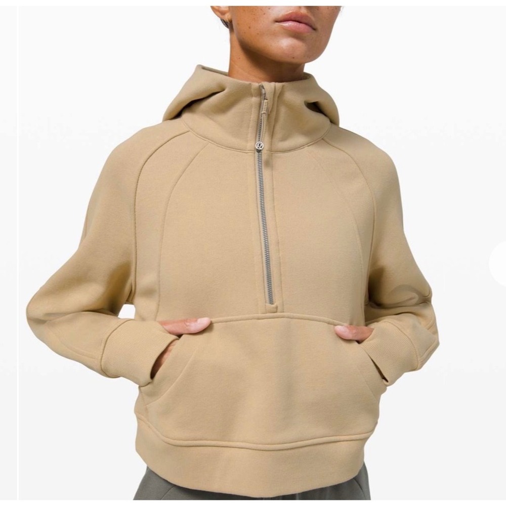 Lululemon Scuba Half Zip Hoodie Womens XS/S Tan Oversized Cropped EUC